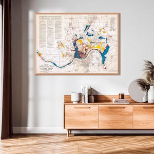 Mapa del plano de la ciudad de Cincinnati de 1925: Plano arquitectónico antiguo de Ohio