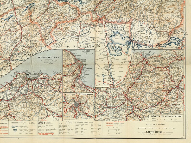 Vintage Map of Algeria Old Algeria Map Algeria Poster Map - Etsy