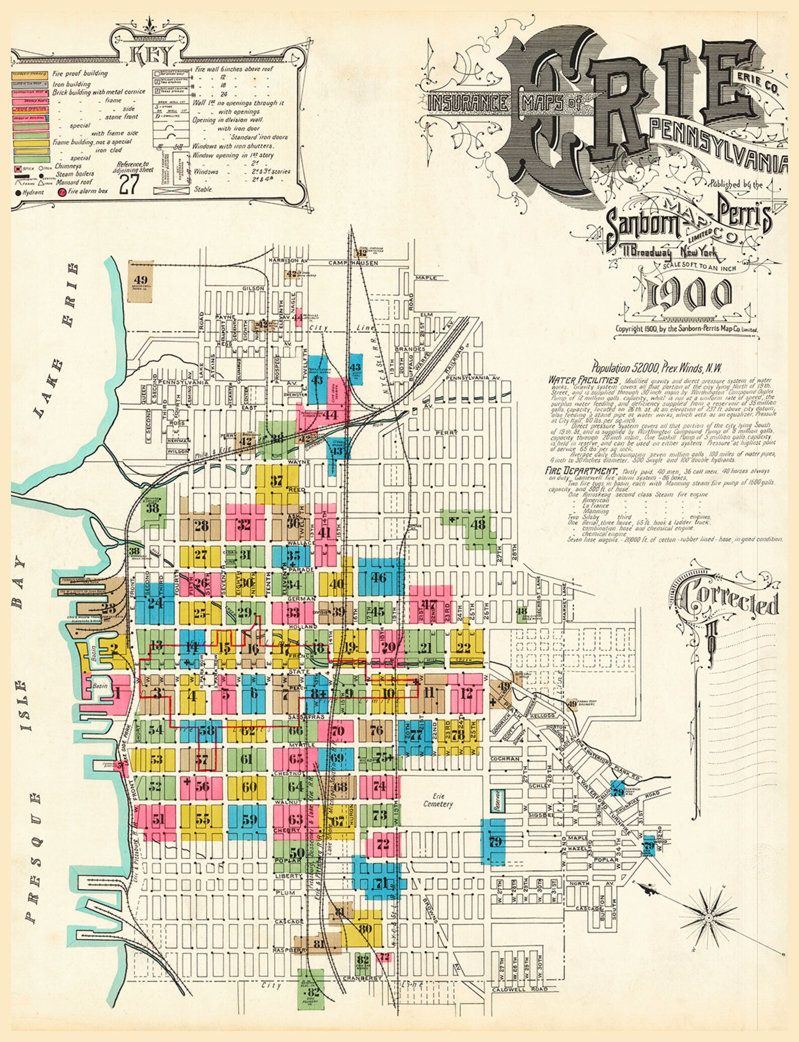 Vintage Map of Erie PA Erie Pennsylvania Map Erie Map Print Etsy