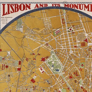 Vintage Lisbon Map Print: 1933 Portuguese Guide Plan image 2