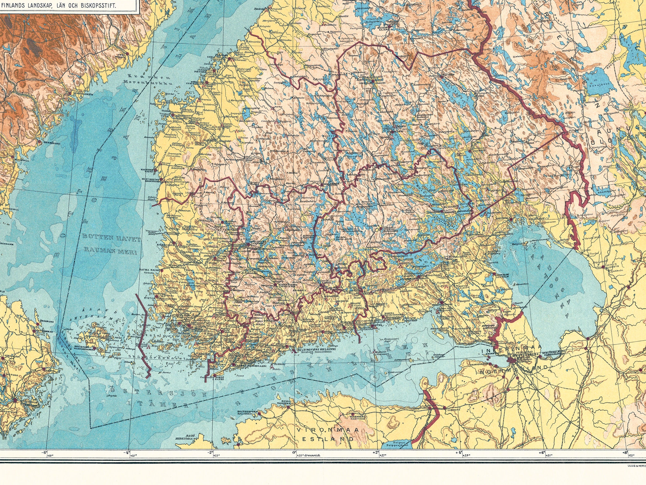 Old Map of Finland Vintage Finland Map Finland Wall Map - Etsy Hong Kong