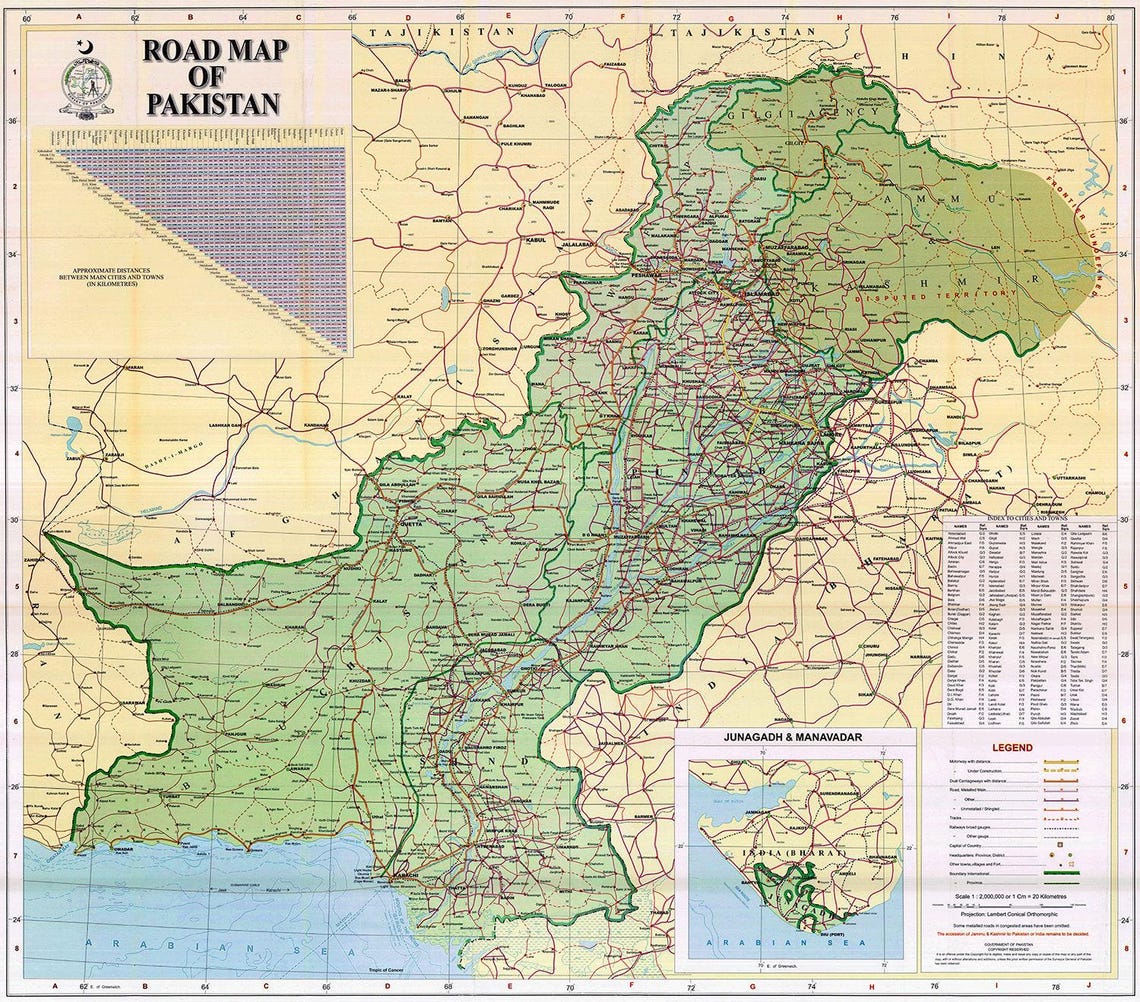 Vintage Pakistan Map Print: Old Pakistani Wall Art - Etsy