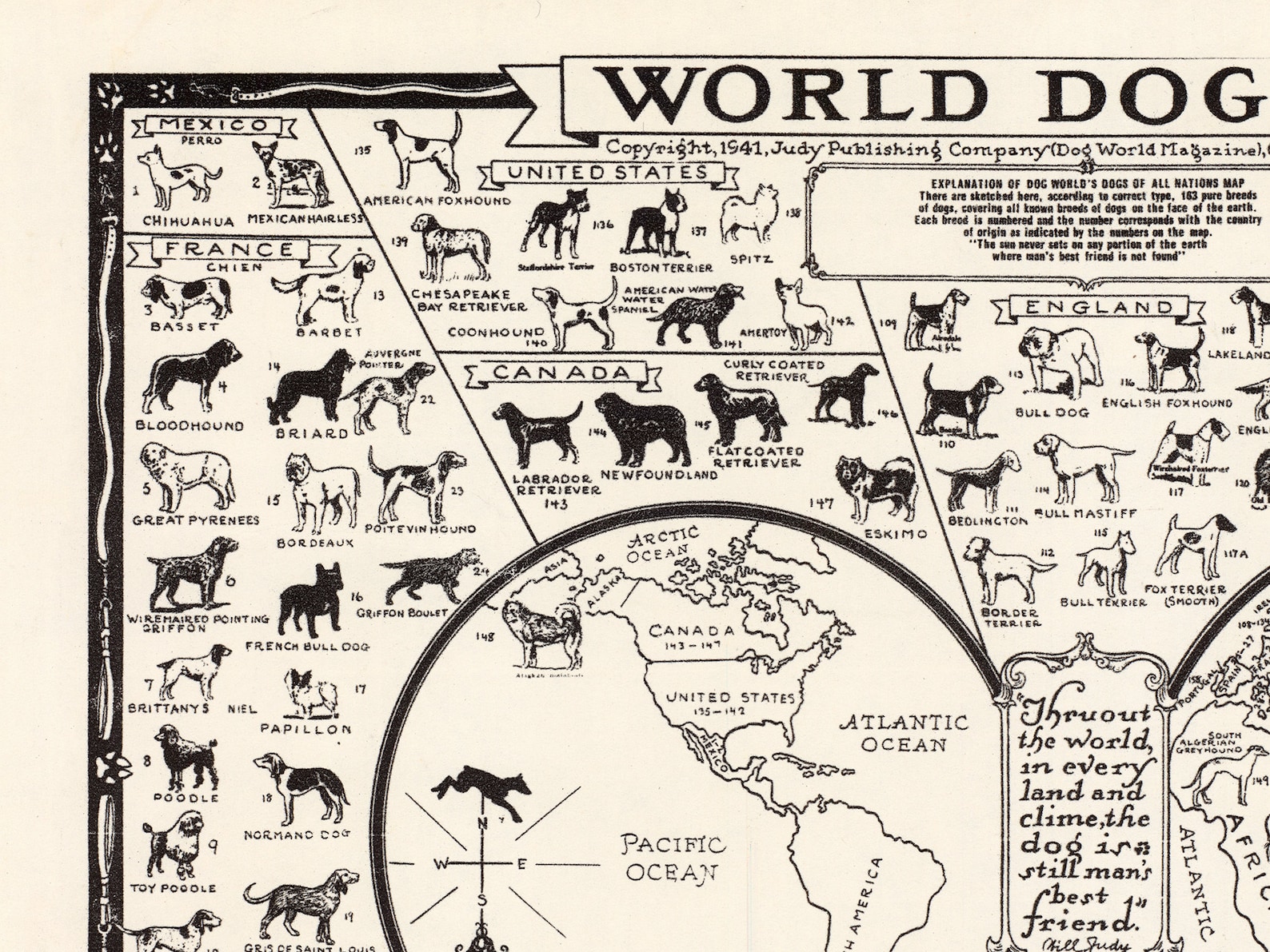 Vintage Dogs Wall Art Dogs Poster Map Breeds of Dogs Dog Etsy