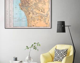 Vintage Manila Map Print: Philippines Wall Art (1945)