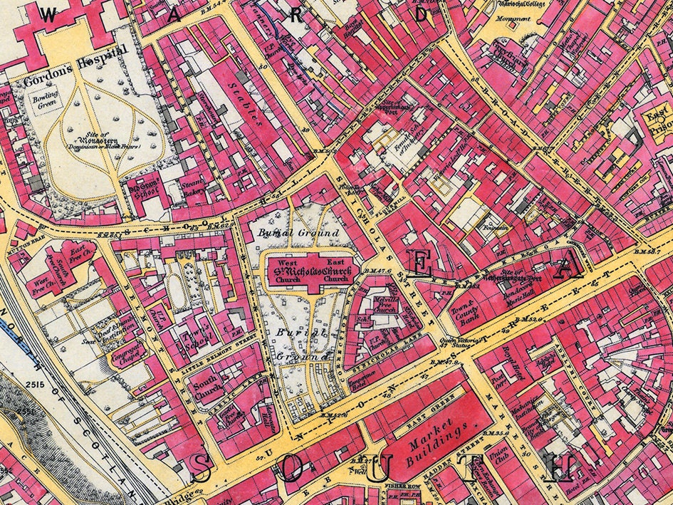 Vintage Map of Aberdeen Old Aberdeen Map Aberdeen Print Etsy