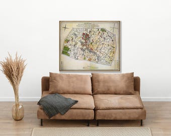 Antique Tehran Map Print: Persian Wall Art Decor
