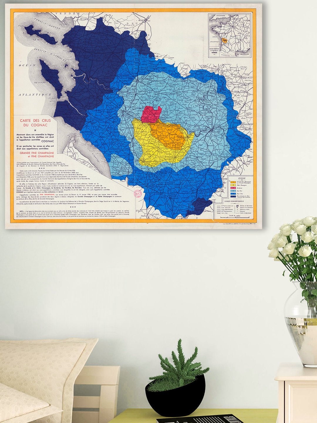 Cognac Wine Region Cognac France Vintage France Map Petite Etsy Cognac Wine Region Cognac France Vintage France Map Petite Etsy