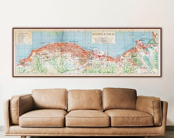 Impresión de mapa antiguo de Hong Kong: Sistema ferroviario japonés de 1924