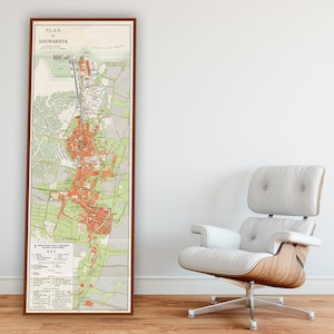 Impression vintage de carte de Surabaya : plan de la ville de l'Indonésie de 1910