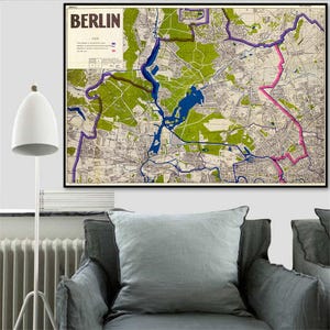 Cold War Berlin Map Print: Allied Sectors, Vintage Style