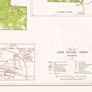 Vintage Map of Ozark National Forest, Arkansas, the Ozarks, Ozark ...