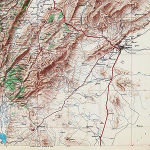 A vintage road and tourist map of Lebanon, showing geographical details and transportation routes.