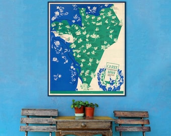 Vintage French Food Map Print: 1931 Gastronomic France Poster