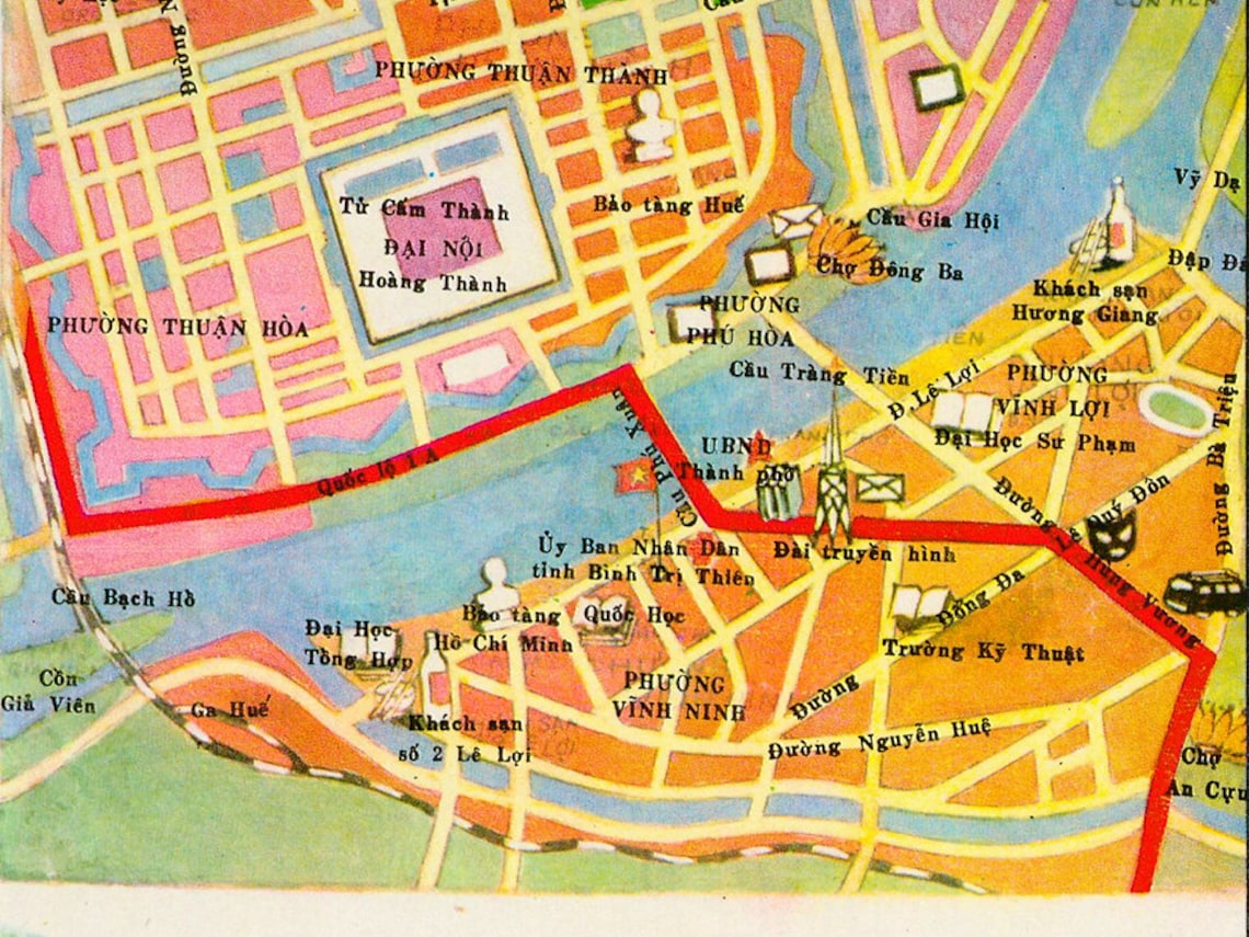 Vintage Map of Hue Vietnam Hue Map Hue Vietnam Old Hue Map  Etsy