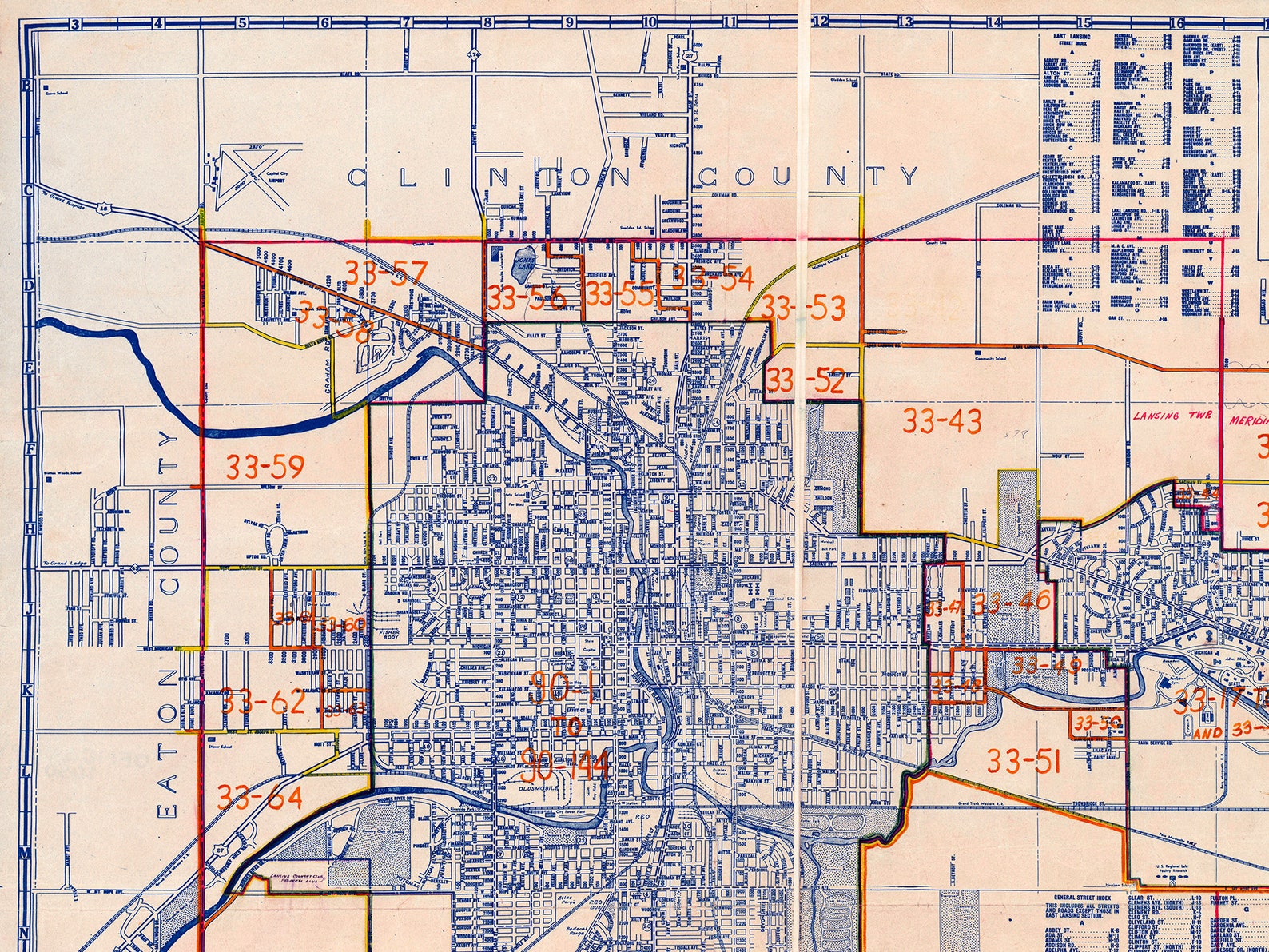 Vintage Map of Lansing Michigan Old Lansing Map Lansing - Etsy