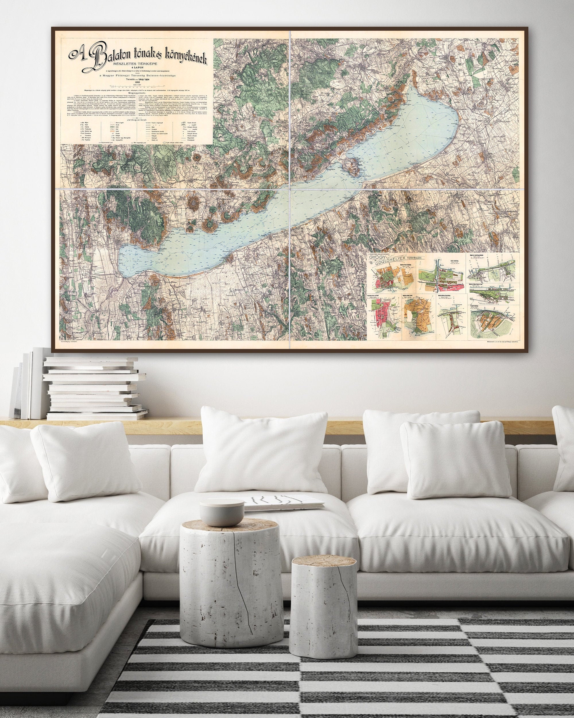 Balaton See Karte, Vintage Ungarn Karten, Ungarn Wandkunst, alte Ungarn Druck, Ungarn Geschenke.