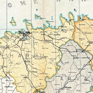 Vintage Estonia Map Print, 1925, Estonian Wall Art image 4