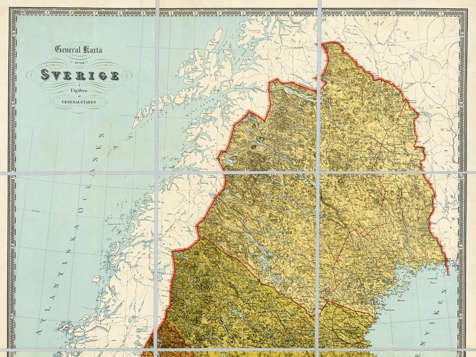 Vintage map of Sweden old Sweden map large Sweden wall map | Etsy