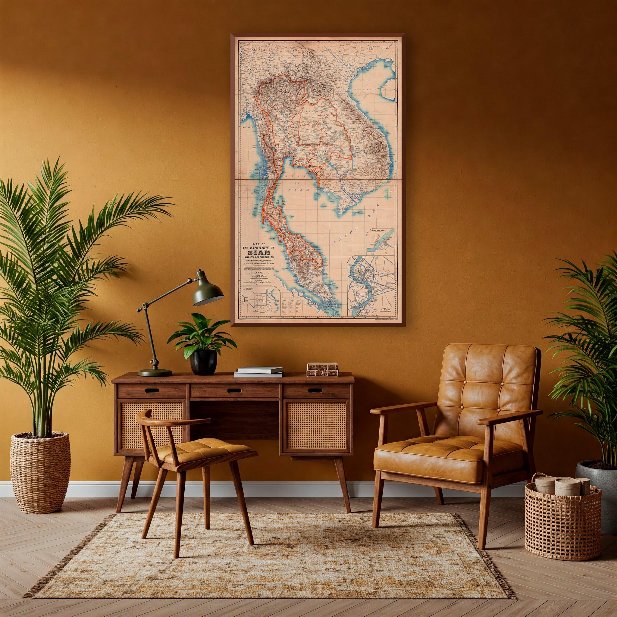 Vintage Thailand Map Print: Kingdom of Siam, 1900 - Etsy