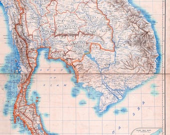 Vintage Thailand Map Print: Kingdom of Siam, 1900 - Etsy