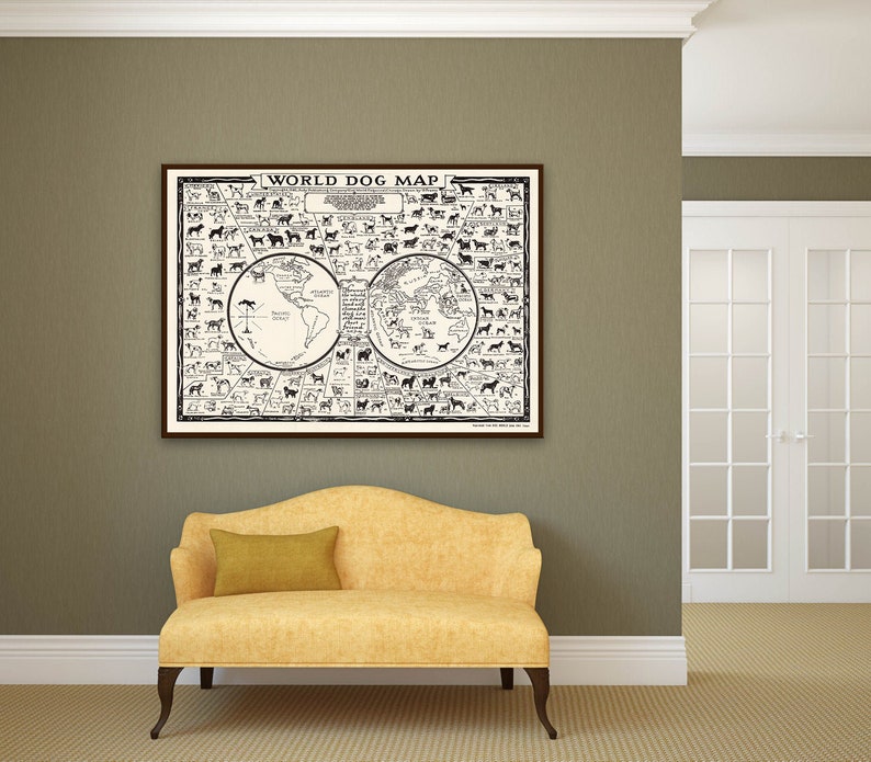 Vintage Dogs Wall Art Dogs Poster Map Breeds of Dogs Dog Etsy