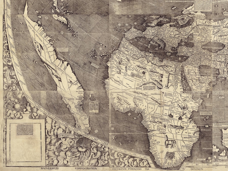 Martin Waldseemüller’s 1507 world map, the first document to name 'America'.