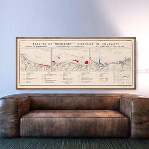 Normandy D-Day Map Print: WW2 Landing Beaches Wall Art