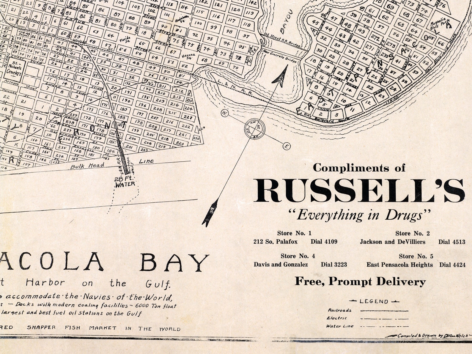 Old Map of Pensacola Vintage Pensacola Map Pensacola Poster Etsy