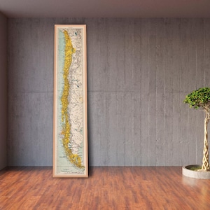 Mapa Chile z 1900 r. | Antyczna mapa geograficzna | Historyczny wydruk artystyczny Ameryki Południowej