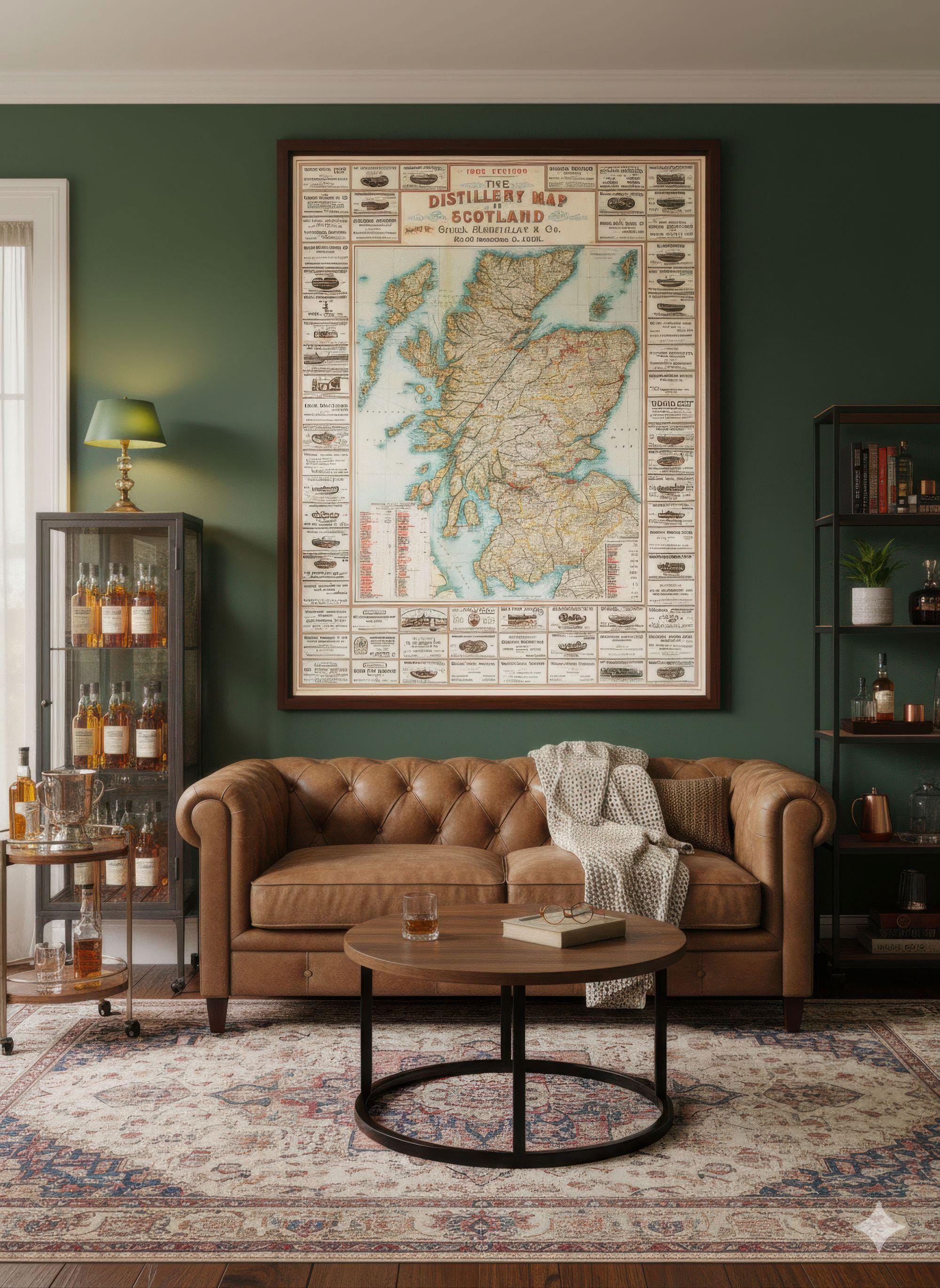 スコットランド蒸留所地図 - ヴィンテージウイスキー地域プリント
