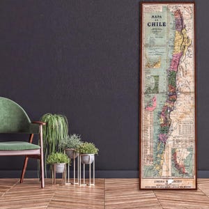Antieke kaart van Chili, 1898, historische geografie, wanddecoratie - Vintage Zuid-Amerikaanse cartografieposter | Opties op canvas en papier