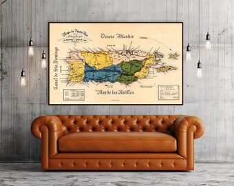 Antique Puerto Rico map | 1895 Caribbean History Art | Vintage Island Décor