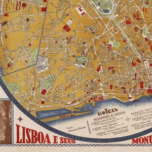 Vintage Lisbon Map Print: 1933 Portuguese Guide Plan image 4