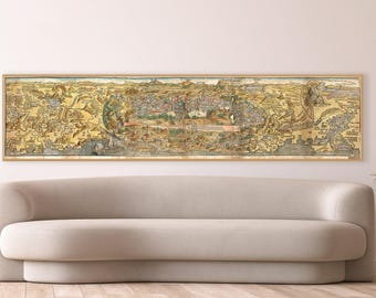 Historical Jerusalem Wall Art: Medieval Map - Vintage Style Print