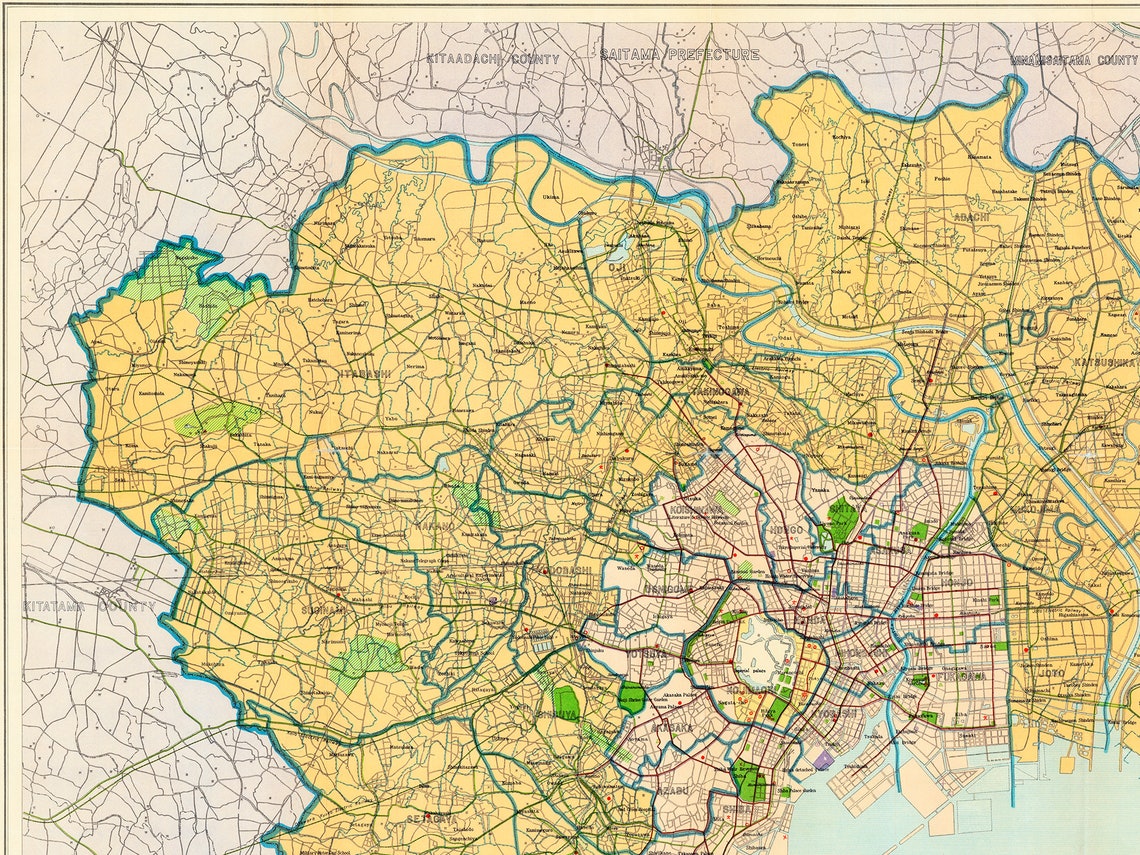 Old Tokyo Map Tokyo Print Tokyo Wall Art Japanese Decor - Etsy