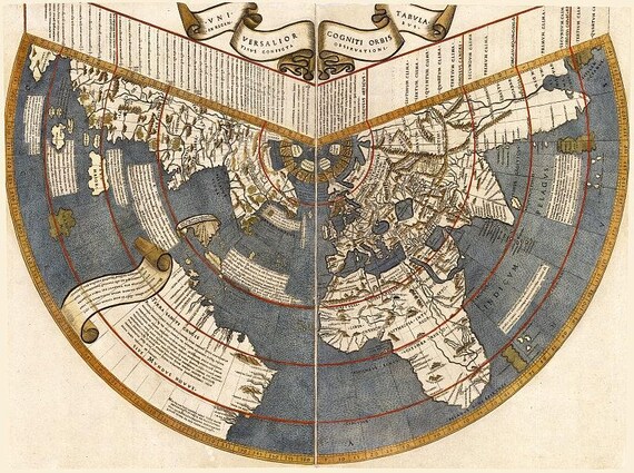 ルイシュ地図版画：アメリカ大陸最古の描写、古代世界地図芸術 - Etsy 日本