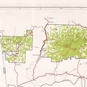 Vintage Map of Ozark National Forest, Arkansas, the Ozarks, Ozark ...