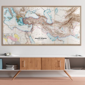 Carte murale ancienne des empires perse et macédonien, carte de l'empire perse, art mural histoire du monde antique.