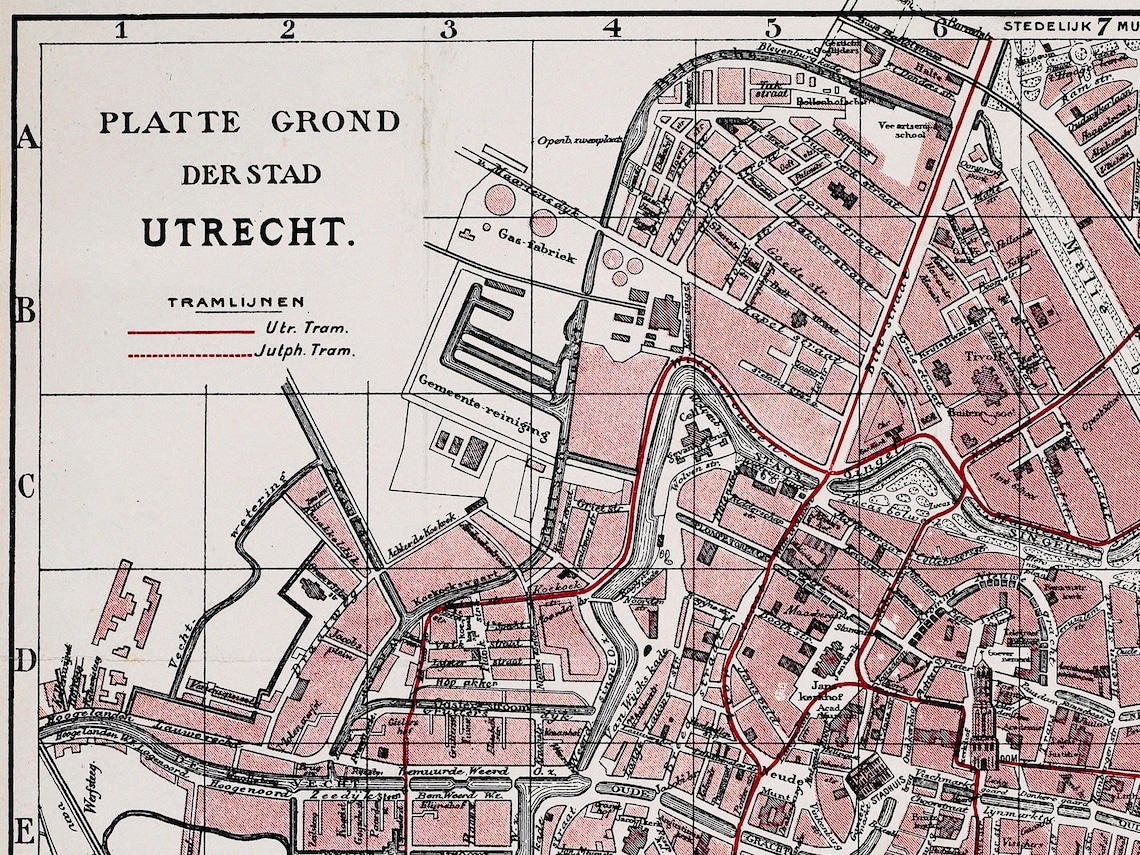 Vintage Map of Utrecht Old Utrecht Wall Art Utrecht Print Etsy Hong Kong