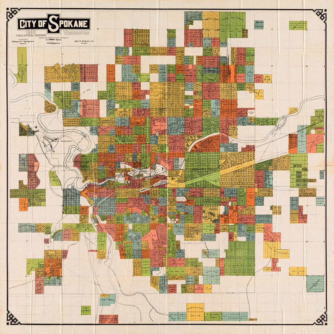 Old Spokane Map Vintage Map of Spokane Spokane Poster Map - Etsy