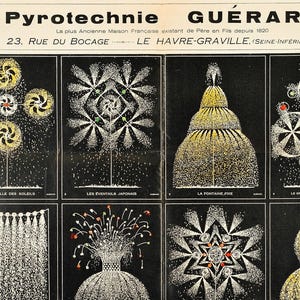 Vintage French fireworks manufacturer advertising poster, fireworks art decor. image 5