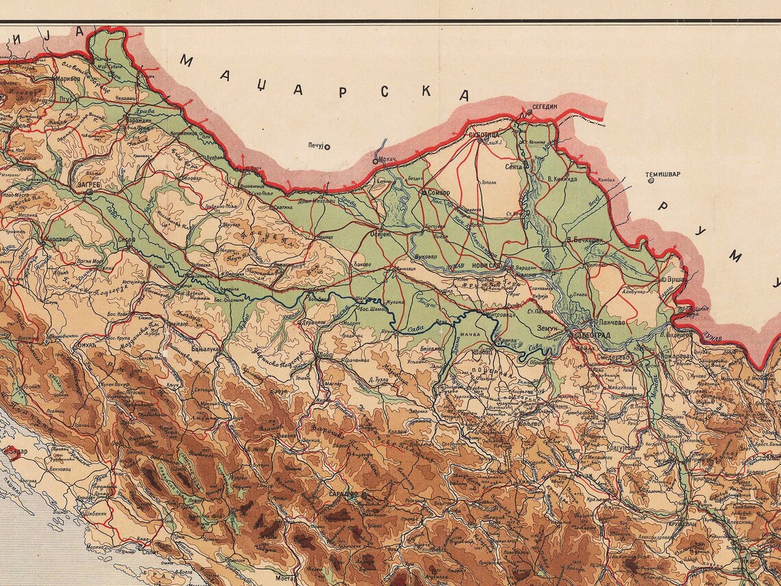 Vintage kaart van het voormalige Joegoslavië oude Joegoslavië Etsy