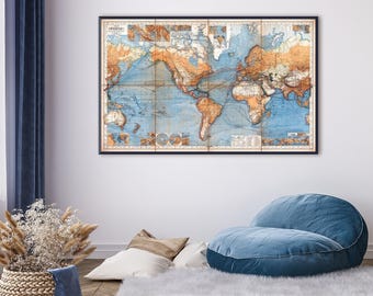 Historic World Map Art Print: 1871 Mercator Projection