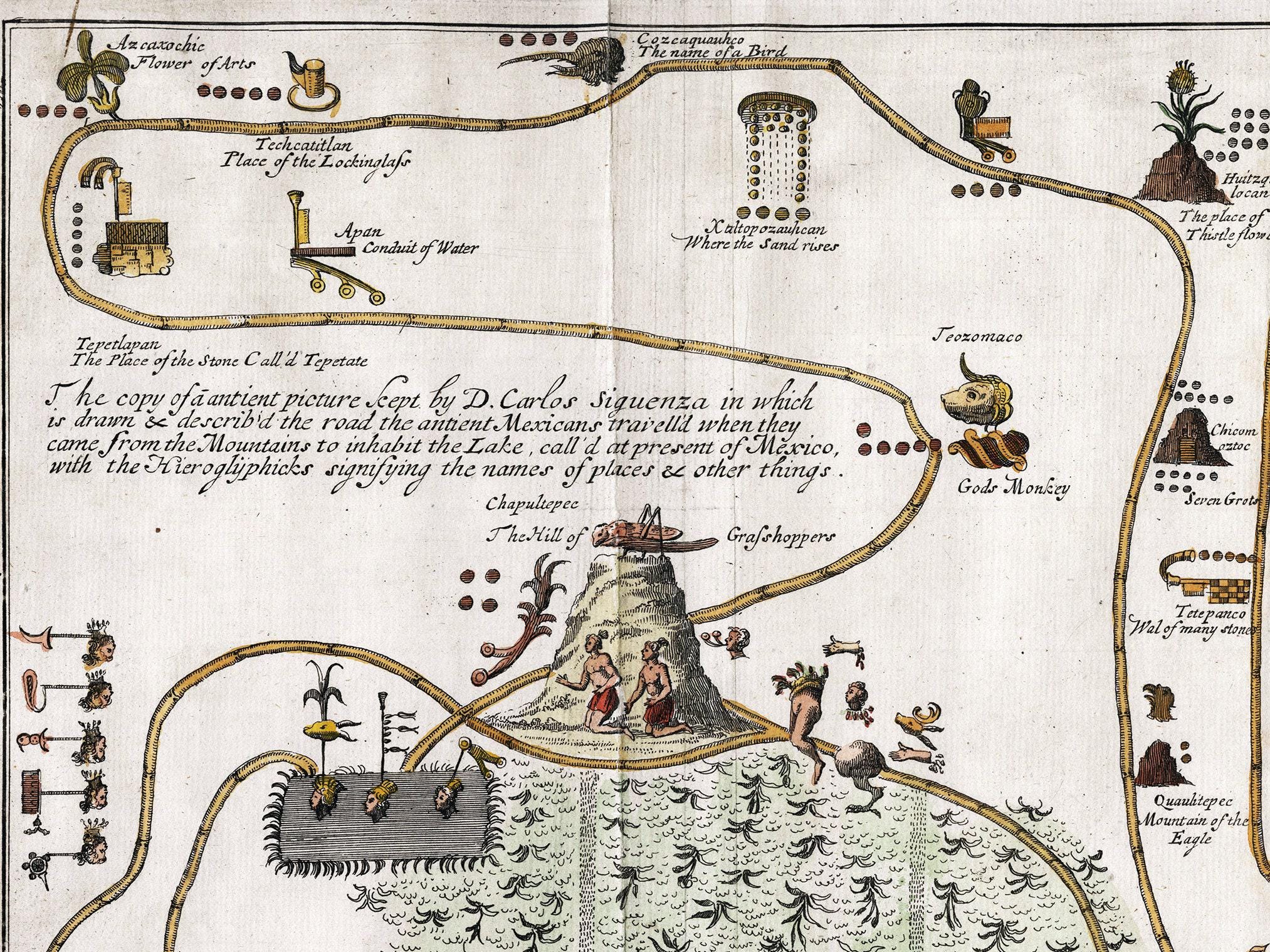 Ancient Aztec Map Print: Mexico City Route, Historic Art - Etsy