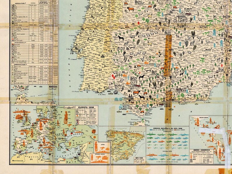 Vintage Spain Map Print: Large Spanish Wall Art image 4