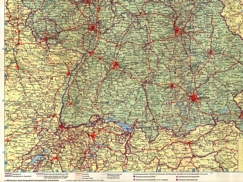 Kaart van OostDuitsland en WestDuitsland 1989 DDR &FRG Etsy Nederland
