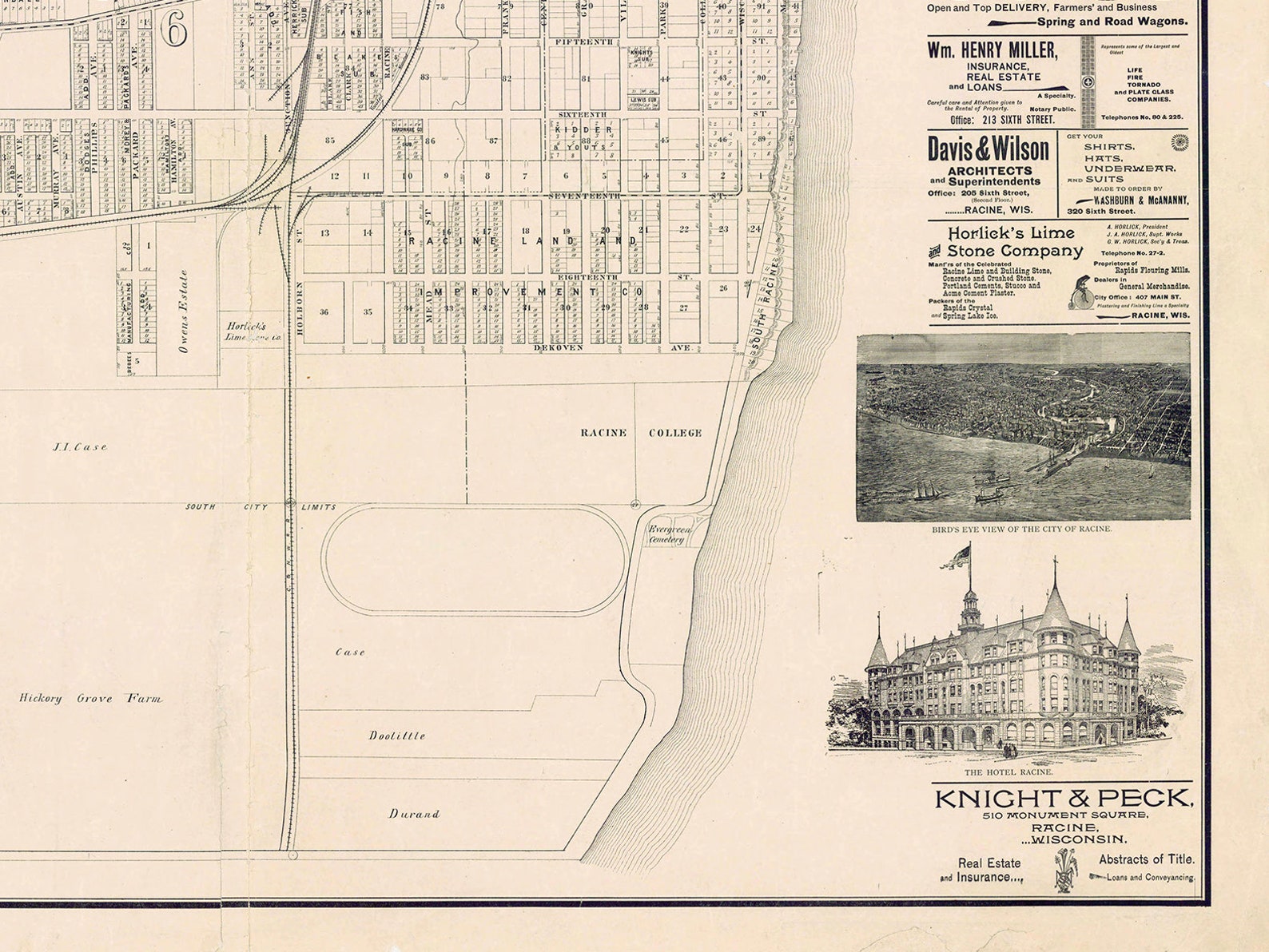 Vintage Map of Racine Wisconsin Old Racine Map Racine City Etsy
