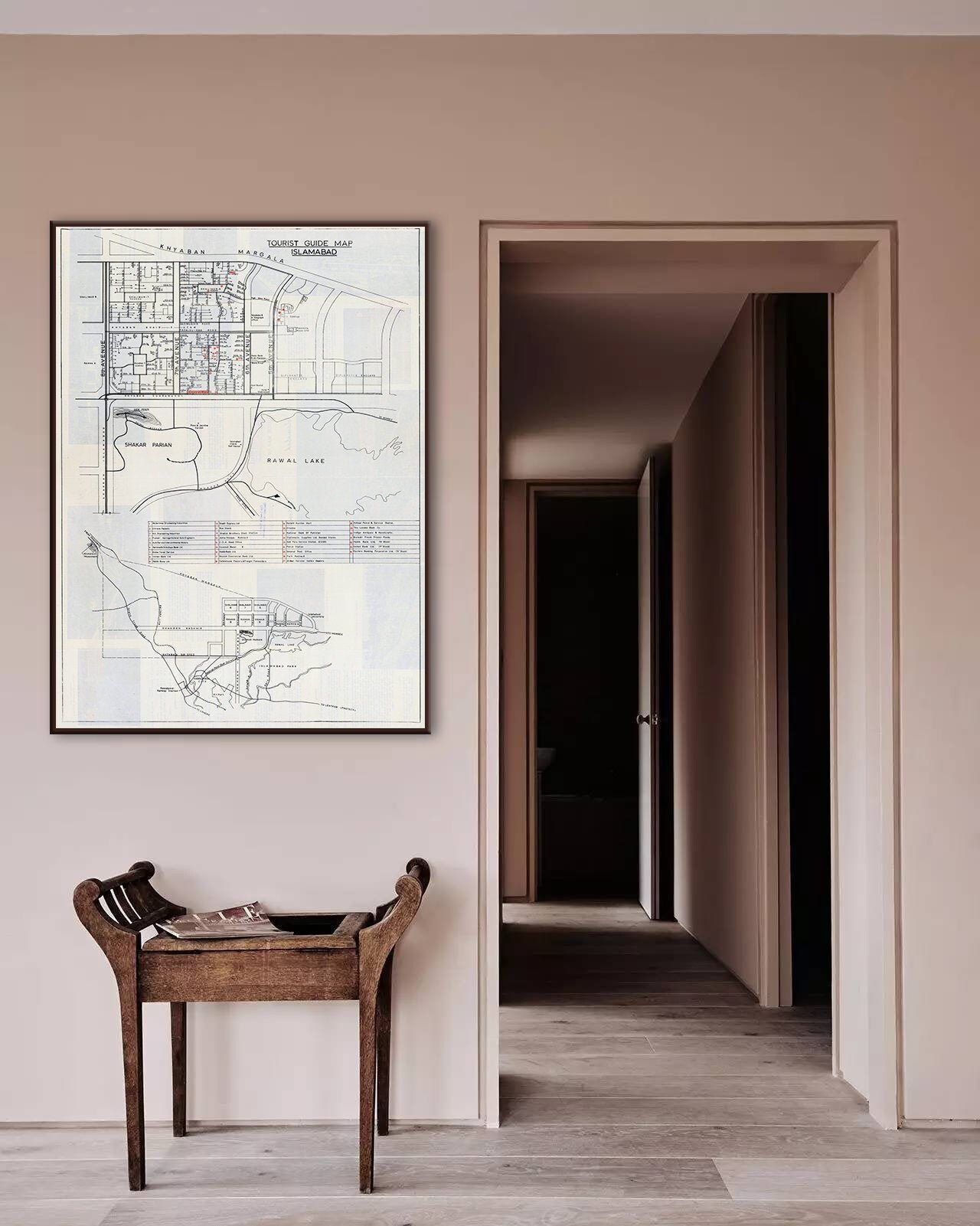 Vintage Islamabad, Pakistan Map Art Print (1971)