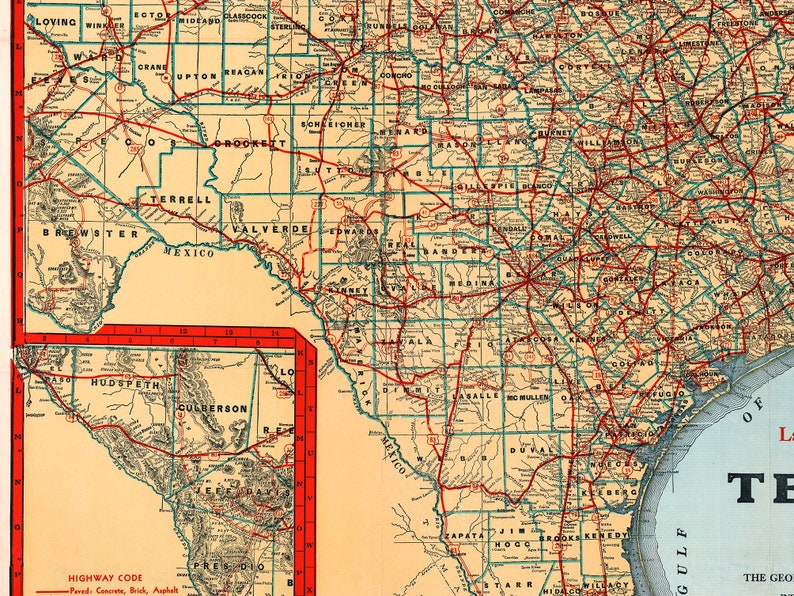 Vintage Texas wall map old Texas map Texas poster map Texas | Etsy