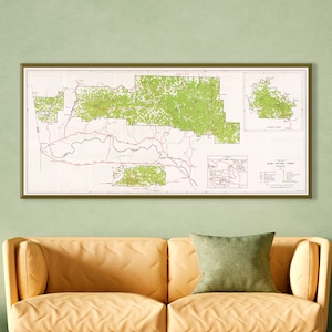 Vintage Karte von Ozark National Forest, Arkansas, den Ozarks, Ozark Mountains, Sylamore, Ozarks Plateau, Geschenk der Ozarks.